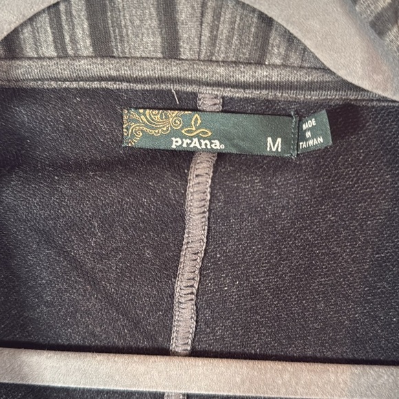 Prana Gray Black Stripe Open Front Cardigan Size Medium - Picture 3 of 7